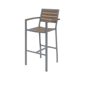 Olio Designs Ivy 29.5&quot Aluminum Patio Bar Stool in Mocha and Silver