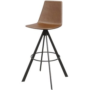 Olio Designs Bungee 30&quot Faux Leather Upholstered Swivel Bar Stool in Saddle