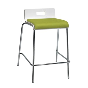 KFI JIVE 25&quot Wooden Low Back Fabric Seat Counter Stool in White and Avocado