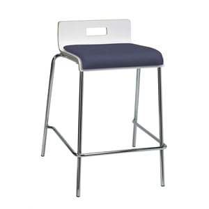 KFI JIVE 25&quot Stylish Wooden Low Back Vinyl Seat Counter Stool in White and Grape