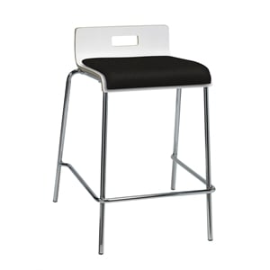 KFI JIVE 25&quot Wooden Low Back Fabric Seat Counter Stool in White and Tuxedo