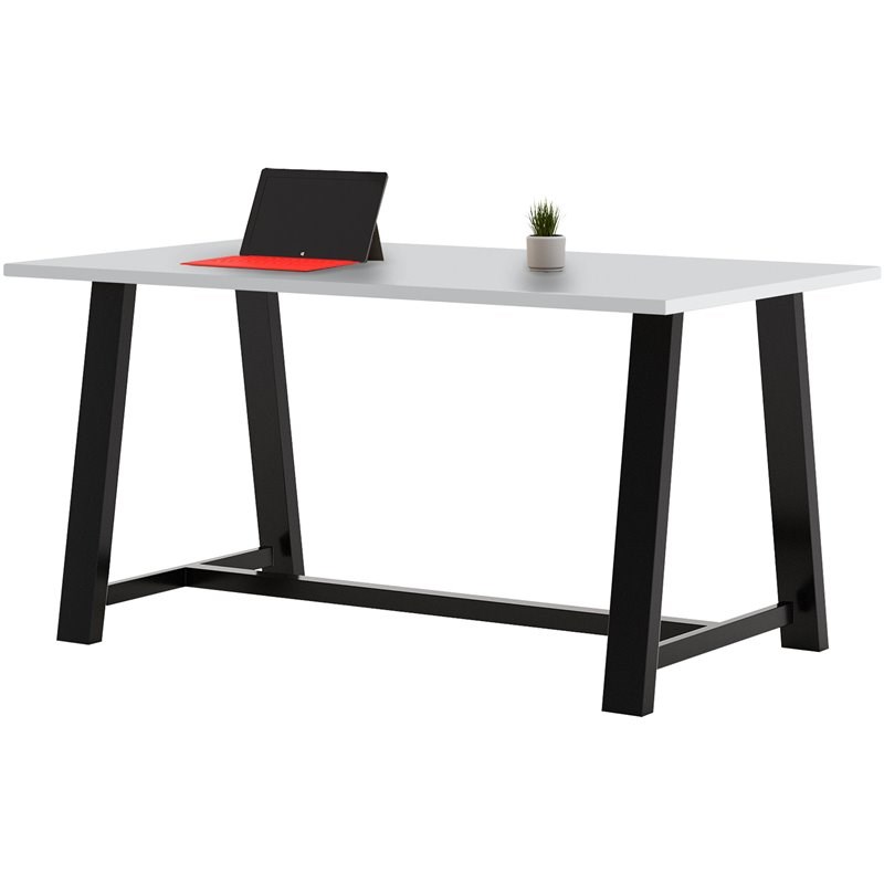 KFI Midtown 3' x 6' Wood Top Counter Height Conference Table in Fashion Gray