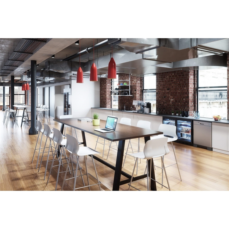 KFI Midtown 3' x 10' Wood Top Bar Height Conference Table in Mahogany