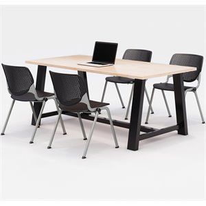 KFI Studios Midtown KOOL 5 Piece 3' x 6' Conference Set in Maple and Black