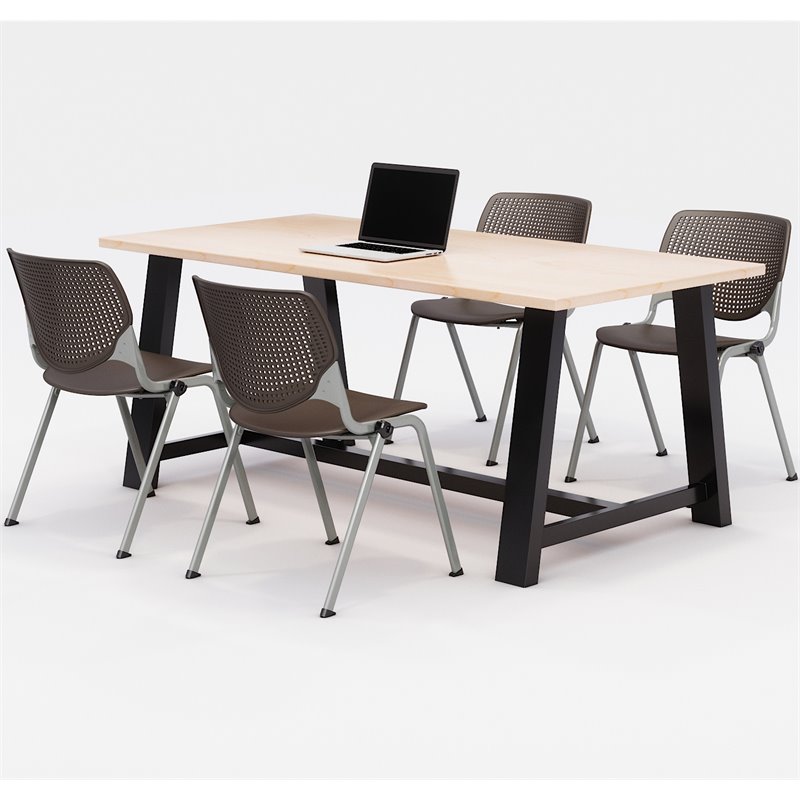 KFI Studios Midtown KOOL 5 Piece 3' x 6' Conference Set in Maple and Brownstone