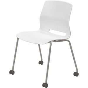 Olio Designs Lola Plastic Armless Stackable Chair with Casters in White