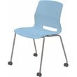 Olio Designs Lola Plastic Armless Stackable Chair with Casters in Sky Blue