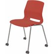 Olio Designs Lola Plastic Armless Stackable Chair with Casters in Peri Red