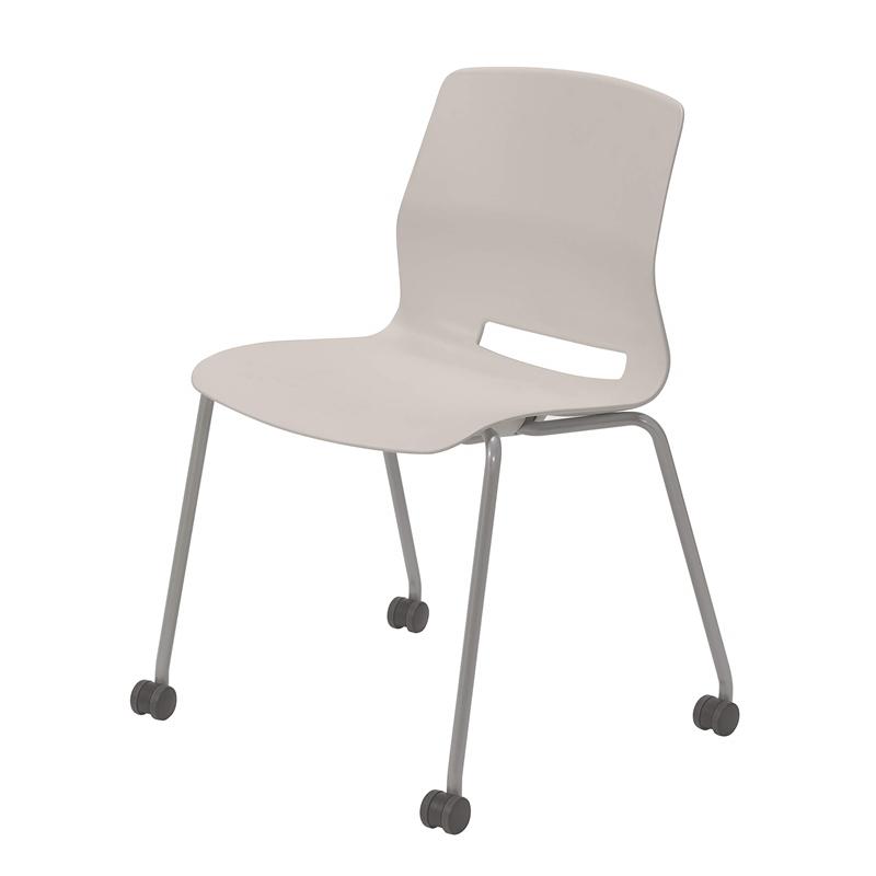Olio Designs Lola Plastic Armless Stackable Chair with Casters in Moonbeam