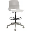 Olio Designs Lola Plastic Mobile Drafting Stool in Light Gray
