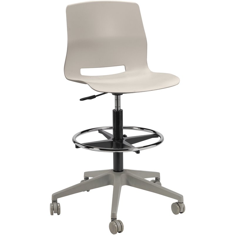 Olio Designs Lola Plastic Mobile Drafting Stool in Moonbeam