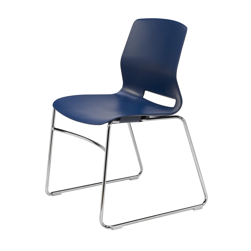 Olio Designs Lola Plastic Sled Base Stackable Chair in Navy