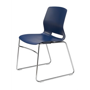 Olio Designs Lola Plastic Sled Base Stackable Chair in Navy