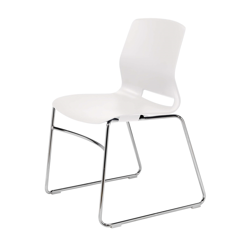 Olio Designs Lola Plastic Sled Base Stackable Chair in White