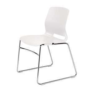Olio Designs Lola Plastic Sled Base Stackable Chair in White