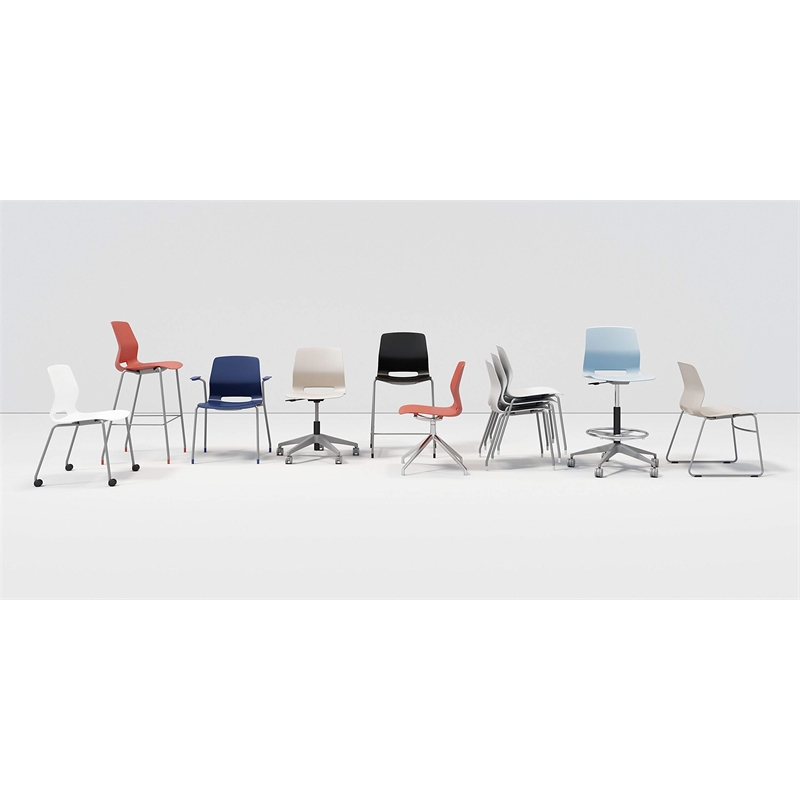 Olio Designs Lola Plastic Sled Base Stackable Chair in White
