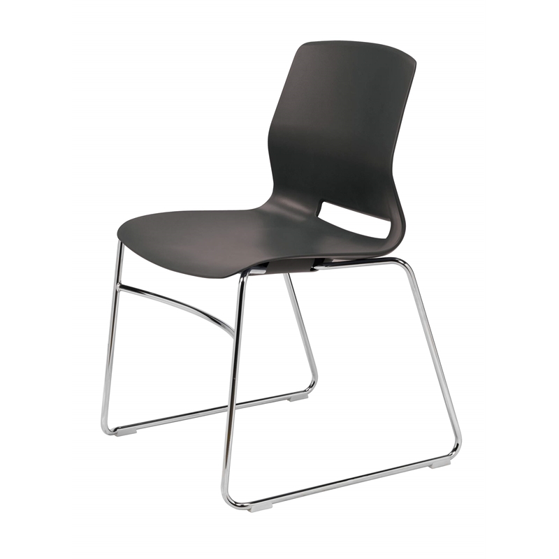 Olio Designs Lola Plastic Sled Base Stackable Chair in Black