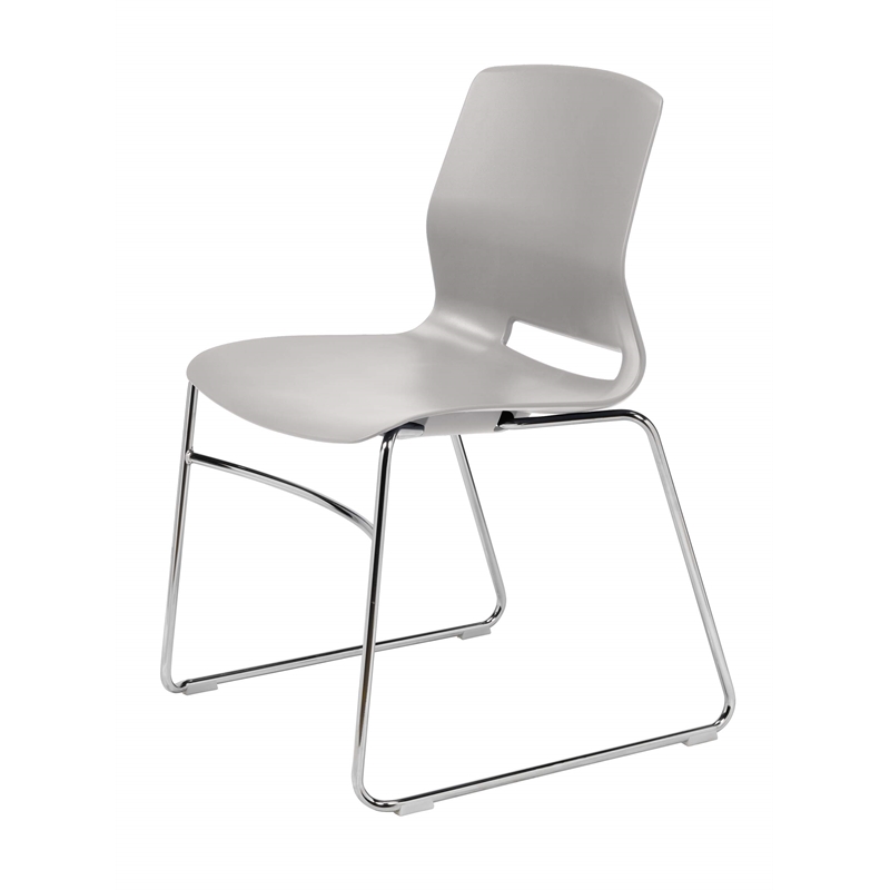 Olio Designs Lola Plastic Sled Base Stackable Chair in Light Gray
