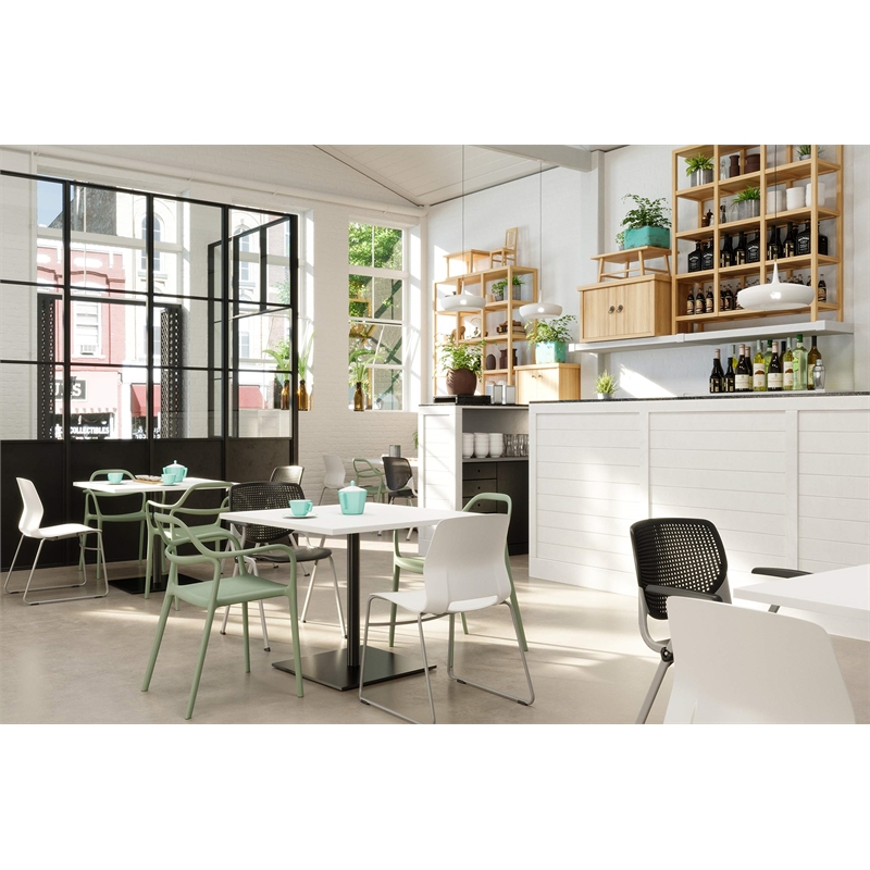 Olio Designs Lola Plastic Sled Base Stackable Chair in Light Gray