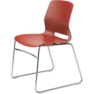 Olio Designs Lola Plastic Sled Base Stackable Chair in Peri Red