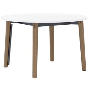 Olio Designs Della 48&quot Round Wooden Dining Table in Latte