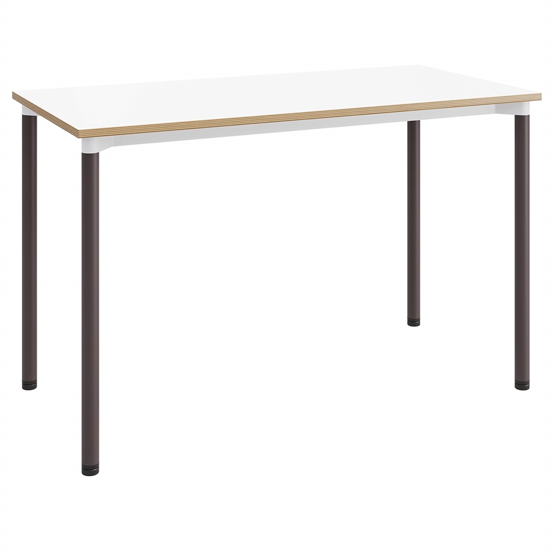 Olio Designs Spright Wood Top Work Table Desk in White Plywood and Coffee