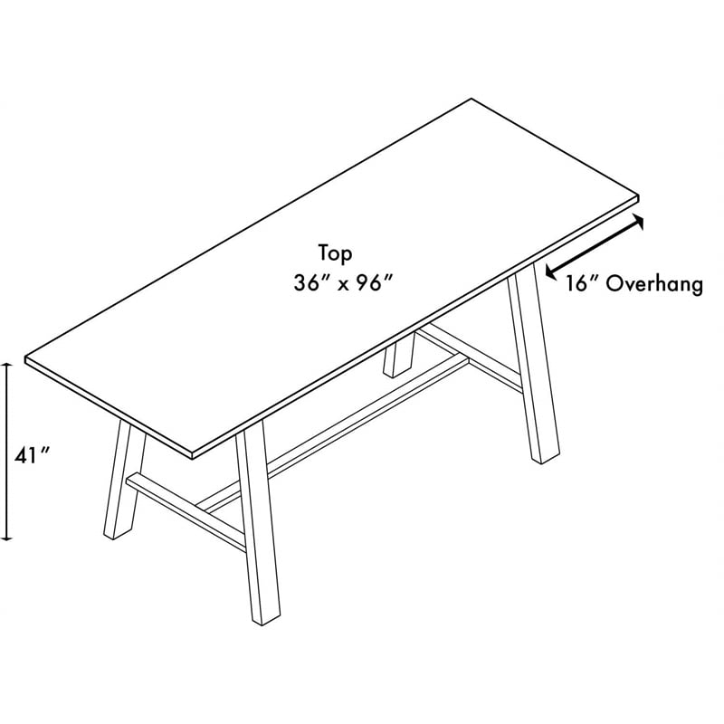 KFI Midtown 3' x 8' Wood Top Bar Height Conference Table in Natural