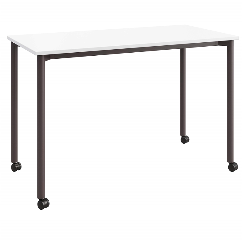 Olio Designs Spright Mobile Wood Top Work Table Desk in White and Black Coffee