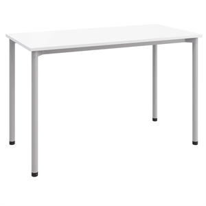 Olio Designs Spright Wood Top Work Table Desk in White and Silver