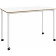 Olio Designs Spright Mobile Wood Top Work Table Desk in White Plywood