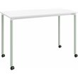 Olio Designs Spright Mobile Wood Top Work Table Desk in White and Sage