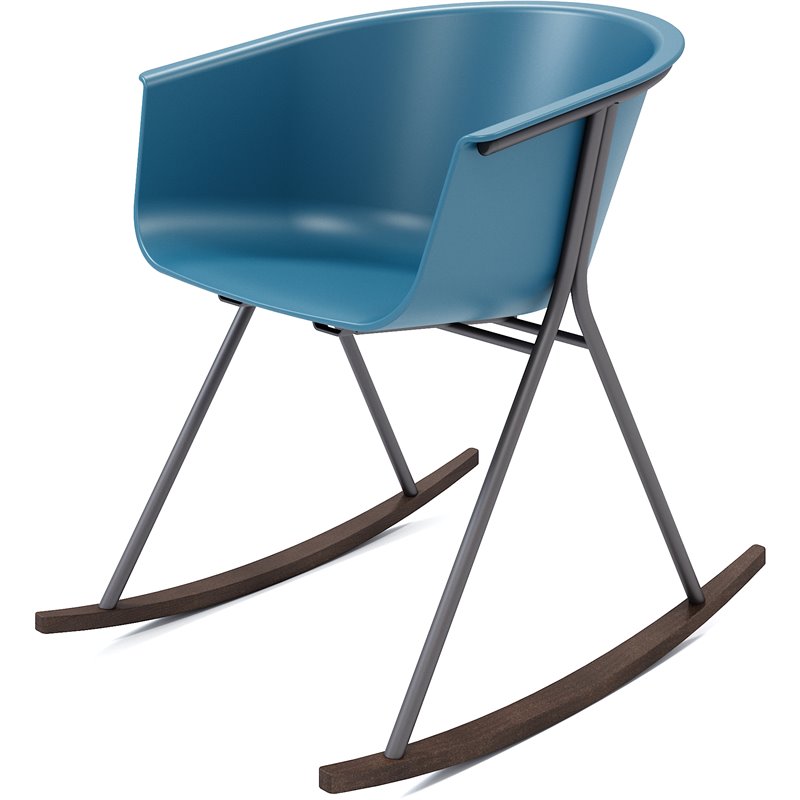 Olio Designs Tee Plastic Black Coffee Frame Rocker in Bermuda and Umber