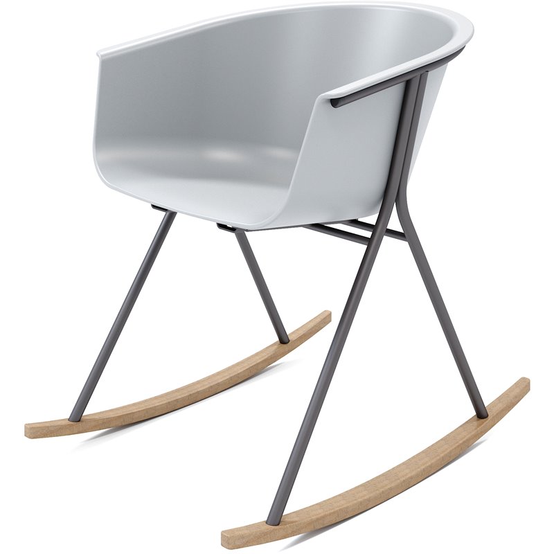 Olio Designs Tee Plastic Black Coffee Frame Rocker in Cool Gray and Latte