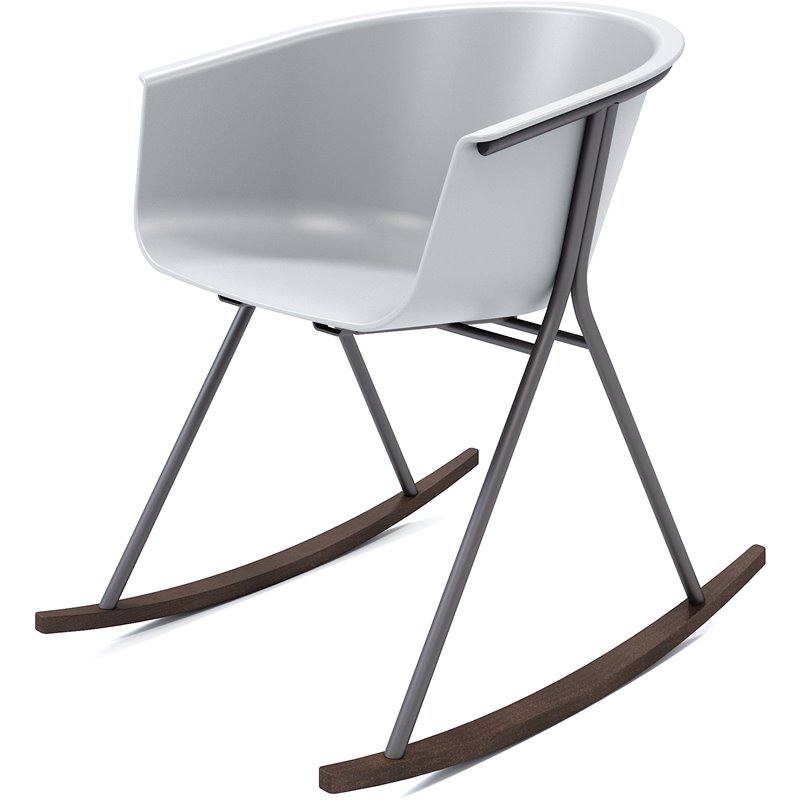 Olio Designs Tee Plastic Black Coffee Frame Rocker in Cool Gray and Umber