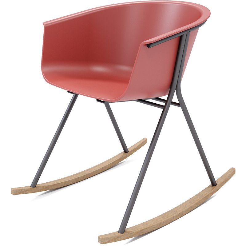 Olio Designs Tee Plastic Black Coffee Frame Rocker in Coral and Latte