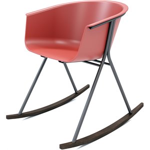 Olio Designs Tee Plastic Black Coffee Frame Rocker in Coral and Umber