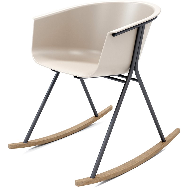 Olio Designs Tee Plastic Black Coffee Frame Rocker in Moonbeam and Latte