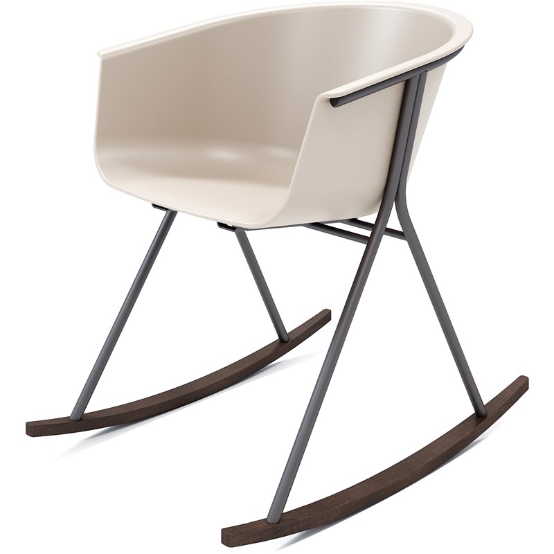 Olio Designs Tee Plastic Black Coffee Frame Rocker in Moonbeam and Umber