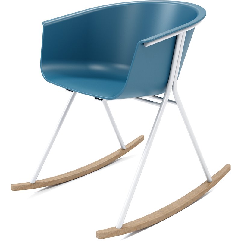 Olio Designs Tee Plastic Silver Frame Rocker in Bermuda and Latte