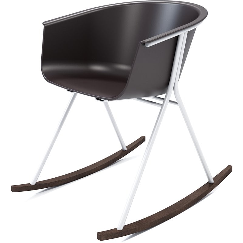 Olio Designs Tee Plastic Silver Frame Rocker in Black Coffee and Umber