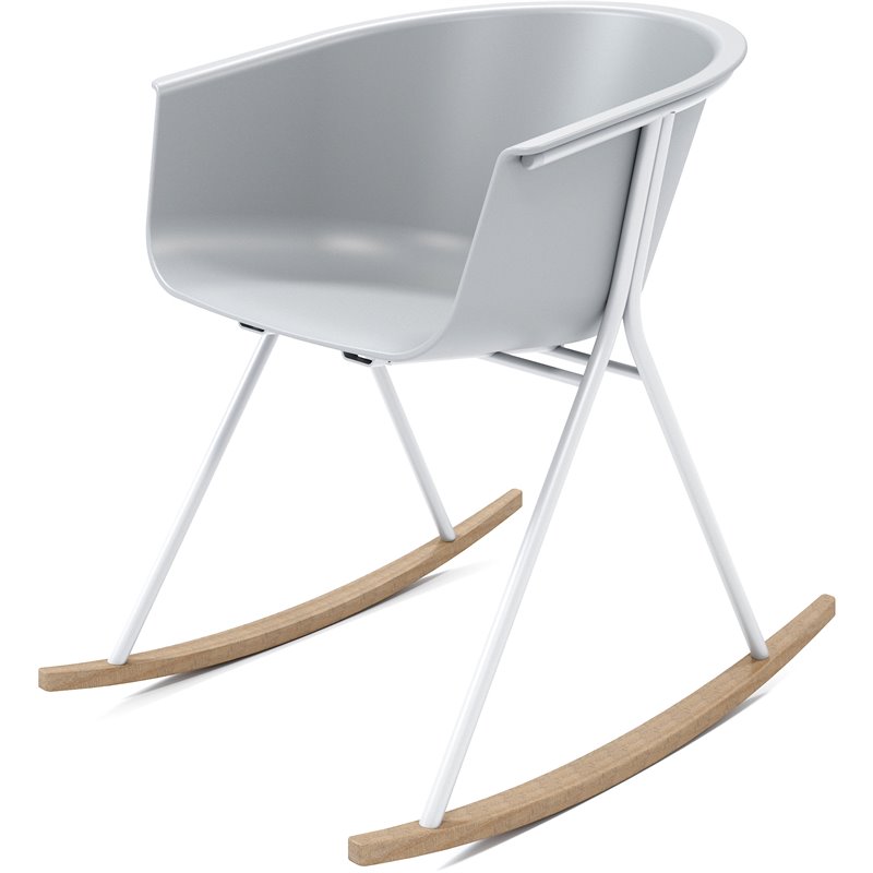 Olio Designs Tee Plastic Silver Frame Rocker in Cool Gray and Latte