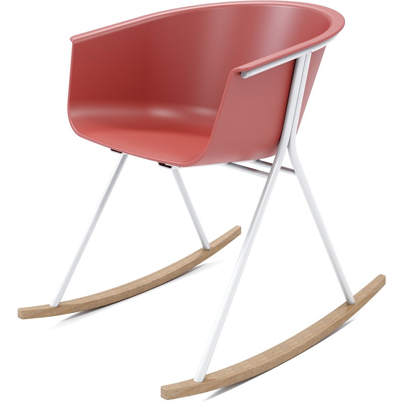 Olio Designs Tee Plastic Silver Frame Rocker in Coral and Latte