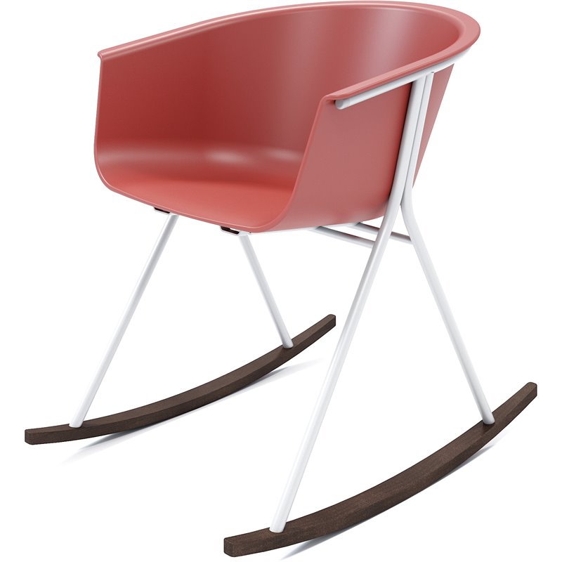Olio Designs Tee Plastic Silver Frame Rocker in Coral and Umber