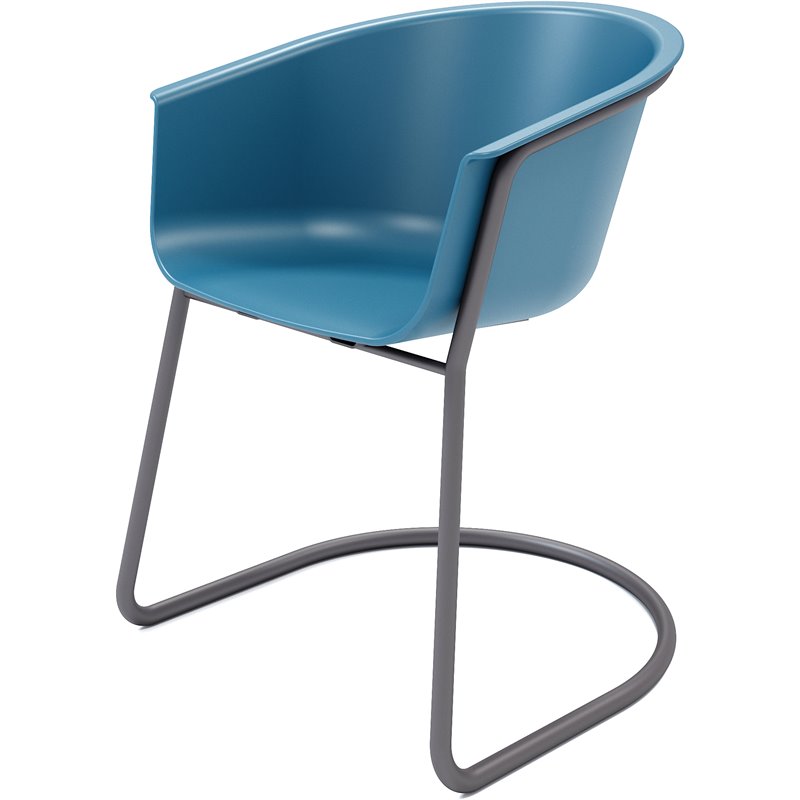 Olio Designs Tee Plastic Sled Base Arm Chair in Bermuda and Black Coffee