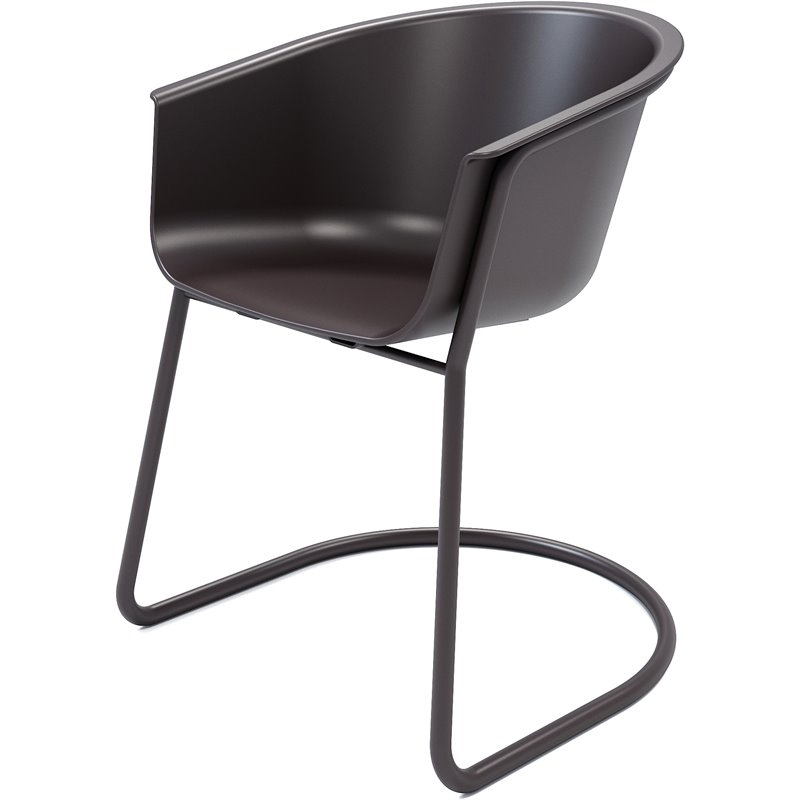 Olio Designs Tee Plastic Sled Base Arm Chair in Black Coffee