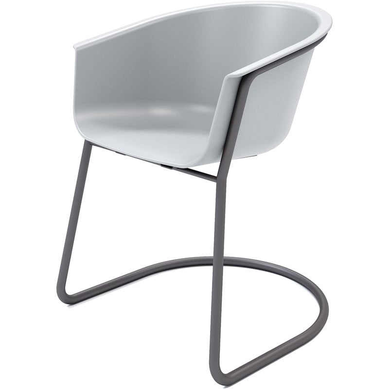 Olio Designs Tee Plastic Sled Base Arm Chair in Cool Gray and Black Coffee