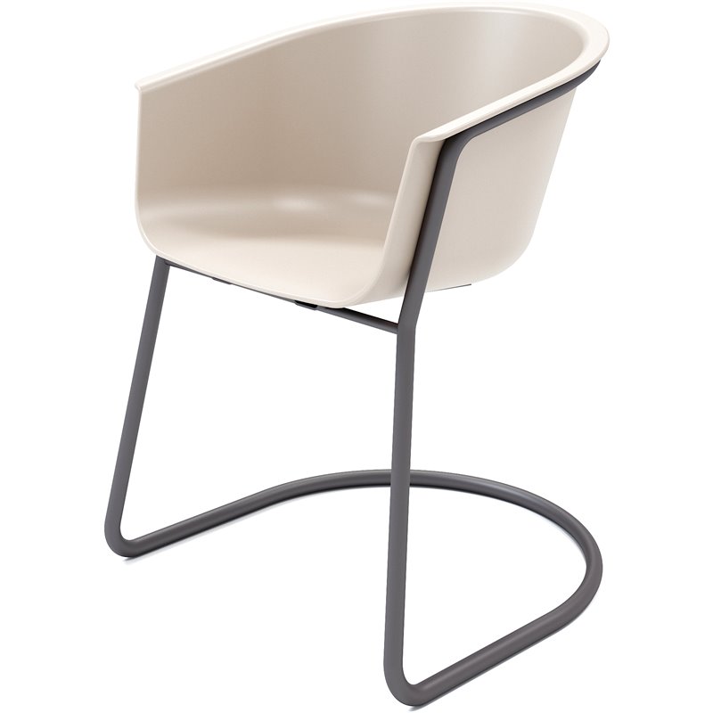 Olio Designs Tee Plastic Sled Base Arm Chair in Moonbeam and Black Coffee