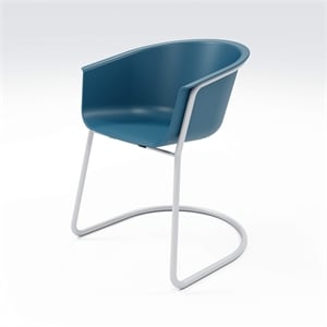 Olio Designs Tee Plastic Sled Base Arm Chair in Bermuda and Silver