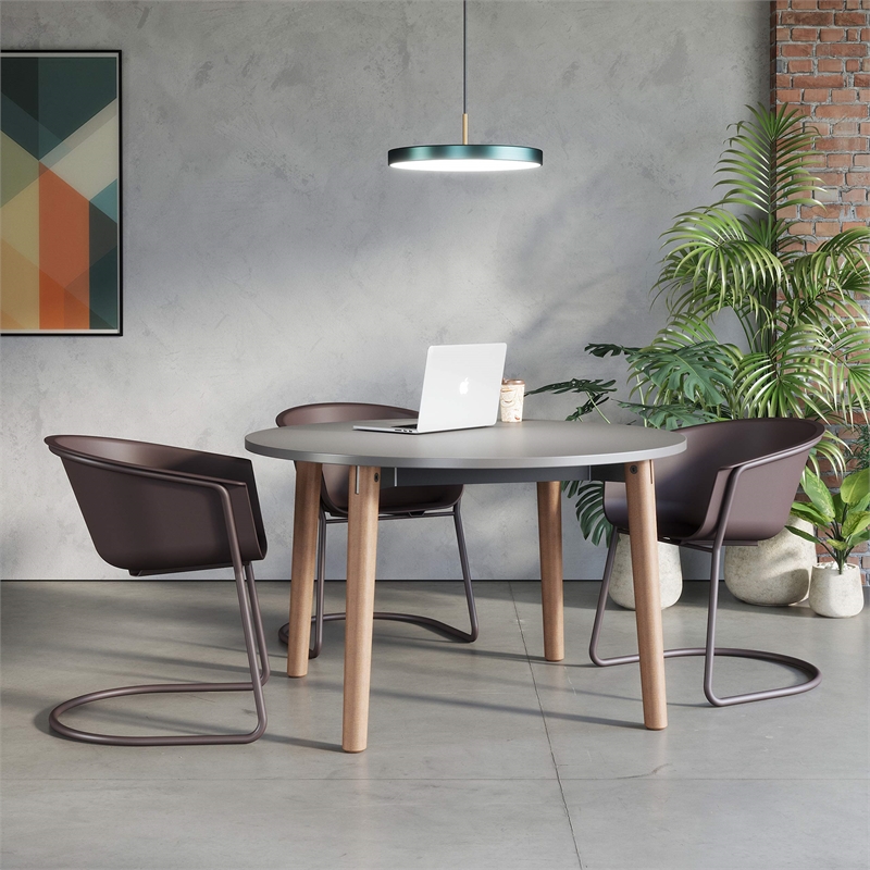 Olio Designs Tee Plastic Sled Base Arm Chair in Bermuda and Silver