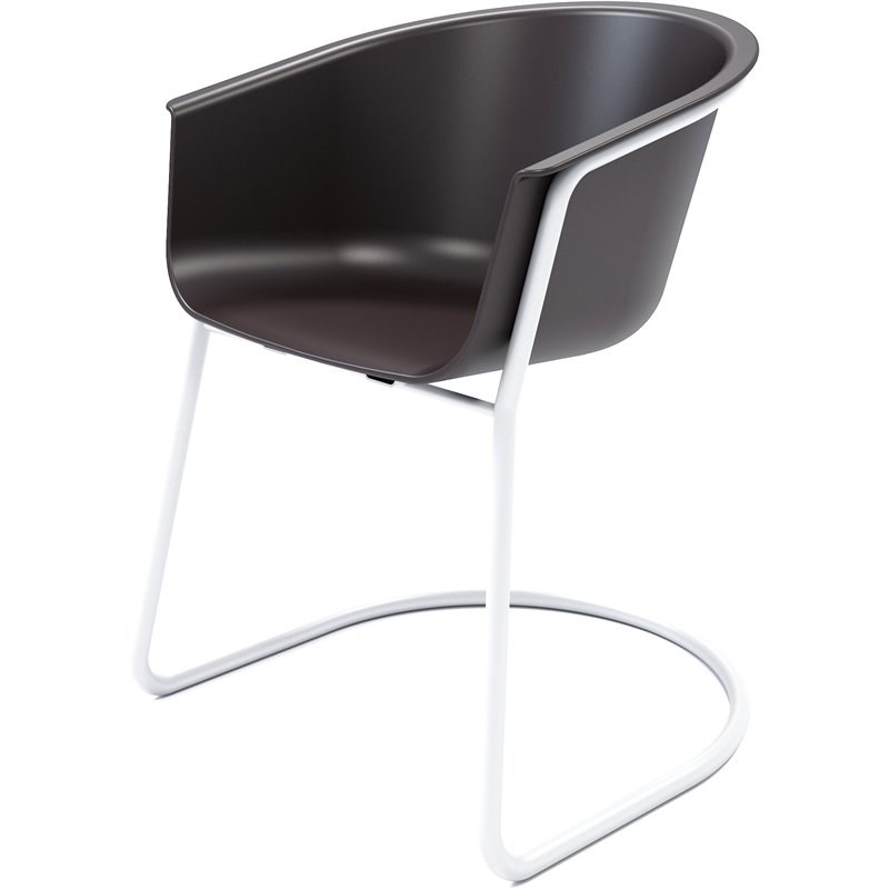 Olio Designs Tee Plastic Sled Base Arm Chair in Black Coffee and Silver
